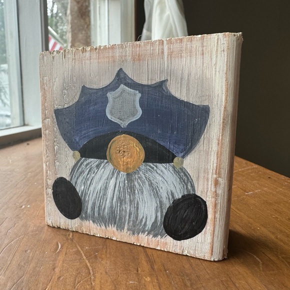 Handmade rustic police officer gnome painting - Picture 1 of 2